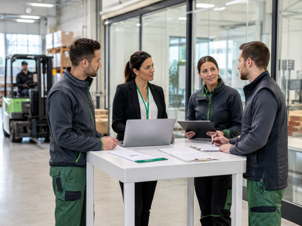 Inhouse Team bespricht aktuelle Lage im Geschäft
