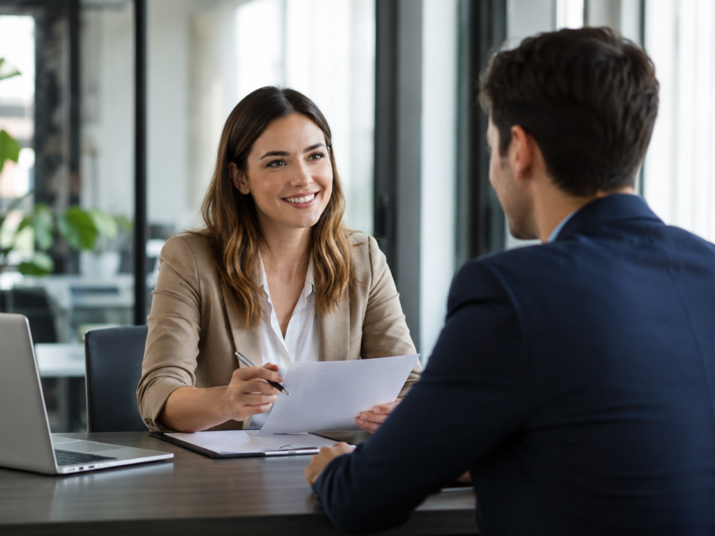 Personaler und Bewerber sprechen über Unterlagen Initiativbewerbung